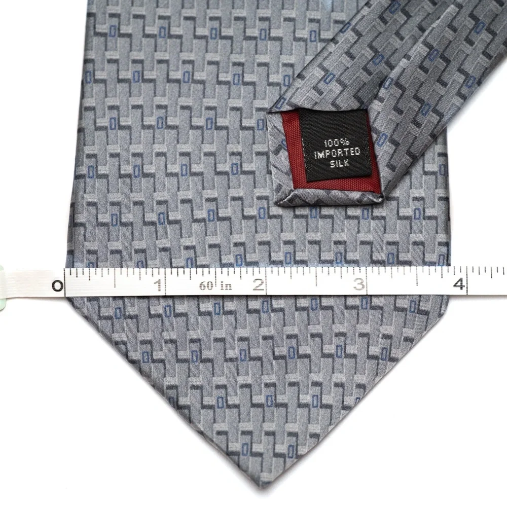 Gianfranco Ruffini VTG Italian‎ Silk Gray Geometric Patterned Men's Necktie, EUC